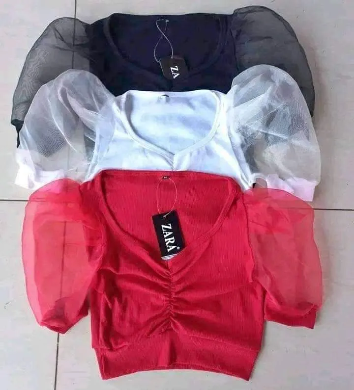 টিস্যু হাতা crop top