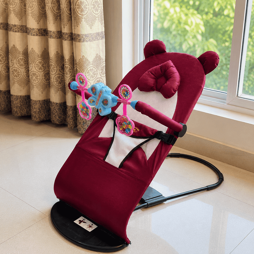 Baby Bouncer Chair for Newborn Infant | Soft Baby Rocker Seat with Toy Bar Safety Belt Portable Baby Swing Chair