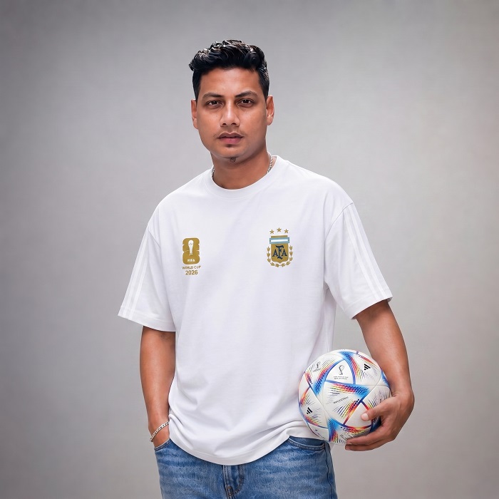 Premium Argentina Fan Edition Drop Shoulder White Color
