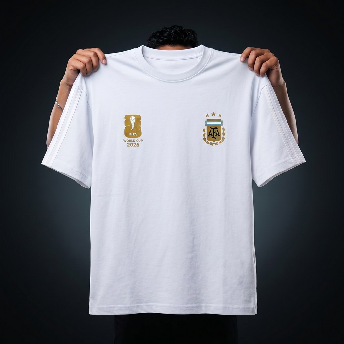 Premium Argentina Fan Edition Drop Shoulder White Color