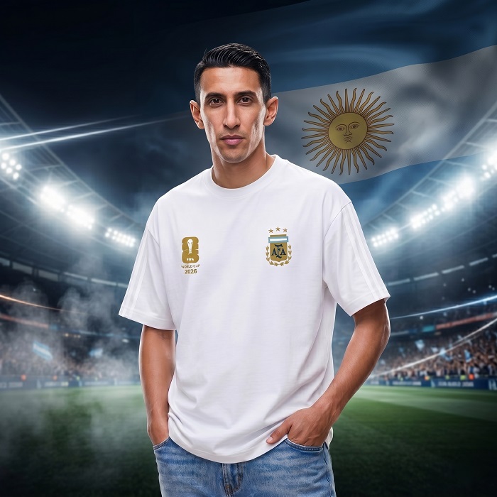 Premium Argentina Fan Edition Drop Shoulder White Color