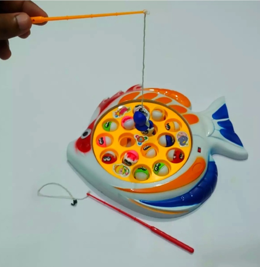 Fishing Toy/Fishing Board Game Fishing Game Music 15 Pcs Fish And 4 Players Fish Toy For Kids Without Battery-1 Set