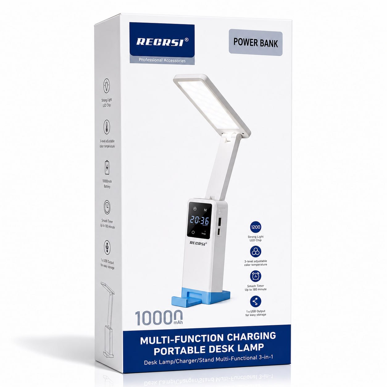 RECRSI 3-in-1 Smart Desk Lamp with 10000 mAh Power Bank 13251