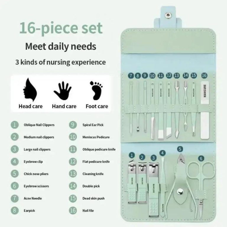 16 pcs Stainless Steel Nail Cutter Clipper Tool Box Set For Personal Care Manicure Set.