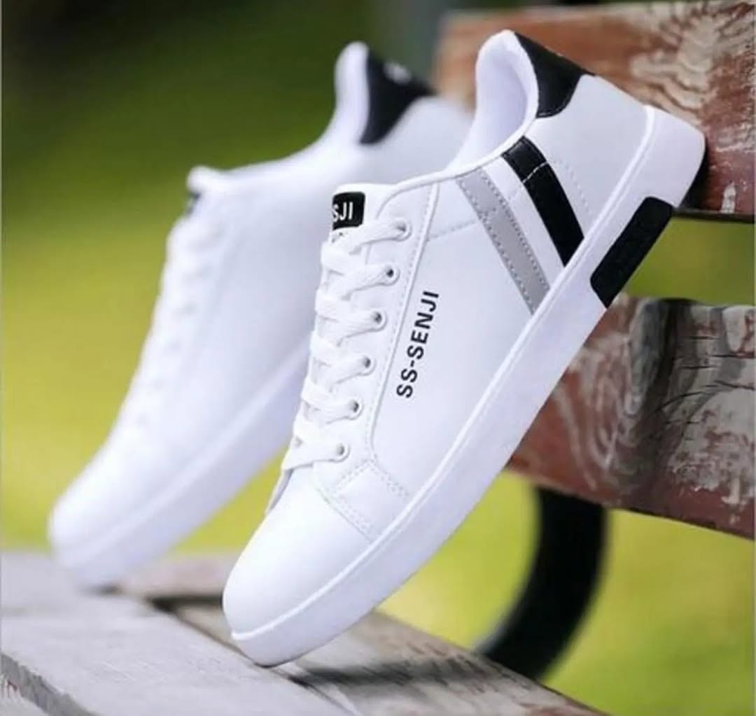Sneakers For Men Shoes Running Flyknit Lightweight Casual Sports Shoes Breathable Mesh Lace Up Fashion Sneakers Rubber Sole White by sopozo