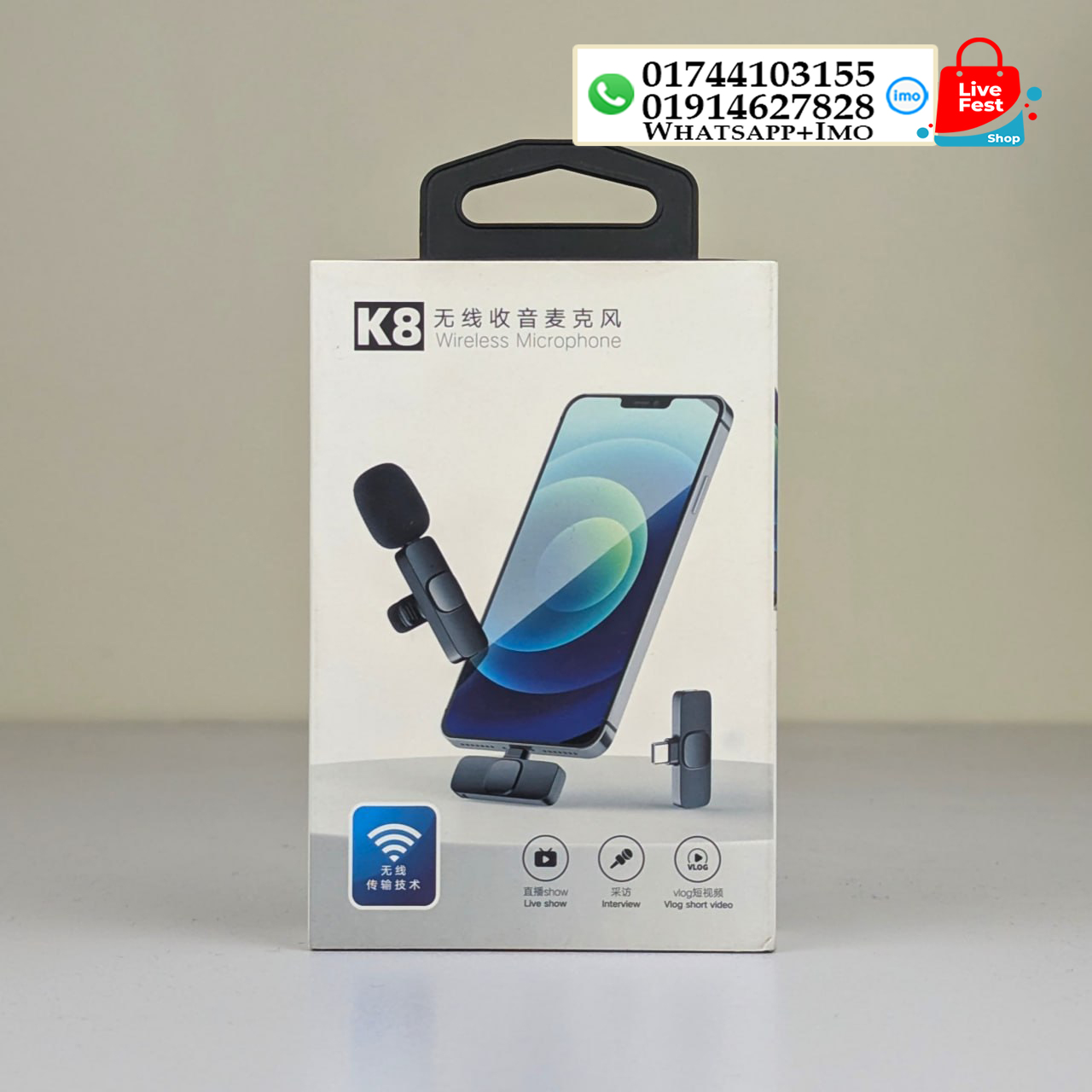 Wireless K9 Microphone Portable Audio Video Recording Mic Mobile C type 3600