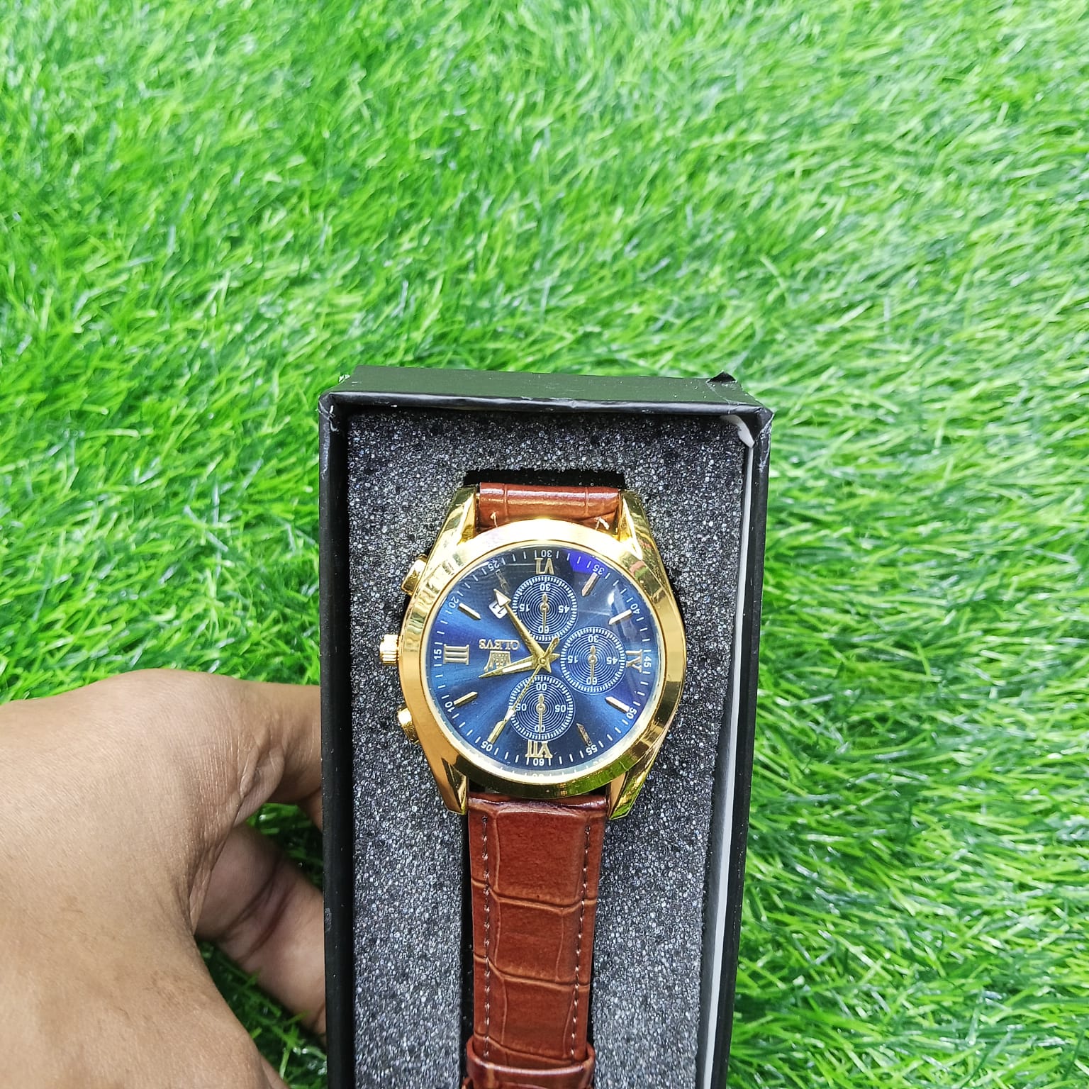 OLEVS 5610 New Luxury Fashion Glass Quartz Analog Men Watch-Water Resistant 3444