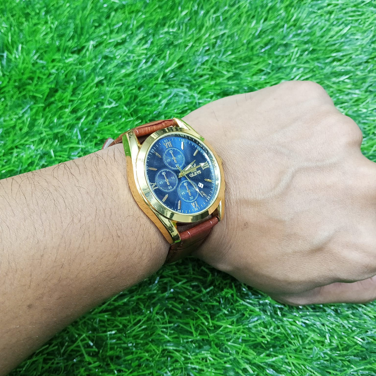 OLEVS 5610 New Luxury Fashion Glass Quartz Analog Men Watch-Water Resistant 3444