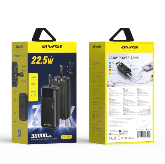 Awei PA-103 30000mAh 22.5W Fast Charging Power Bank
