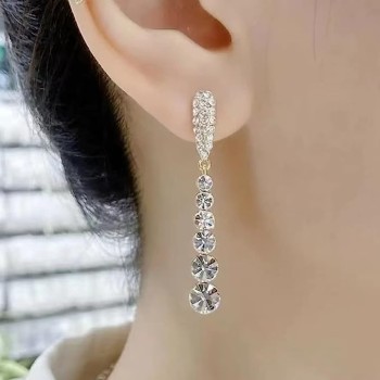 New Inlaid Zircon Long Tassel Gold Colour Earrings For Women