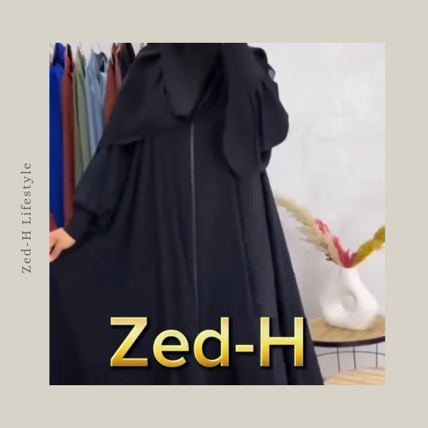 Zipper Abaya-Black