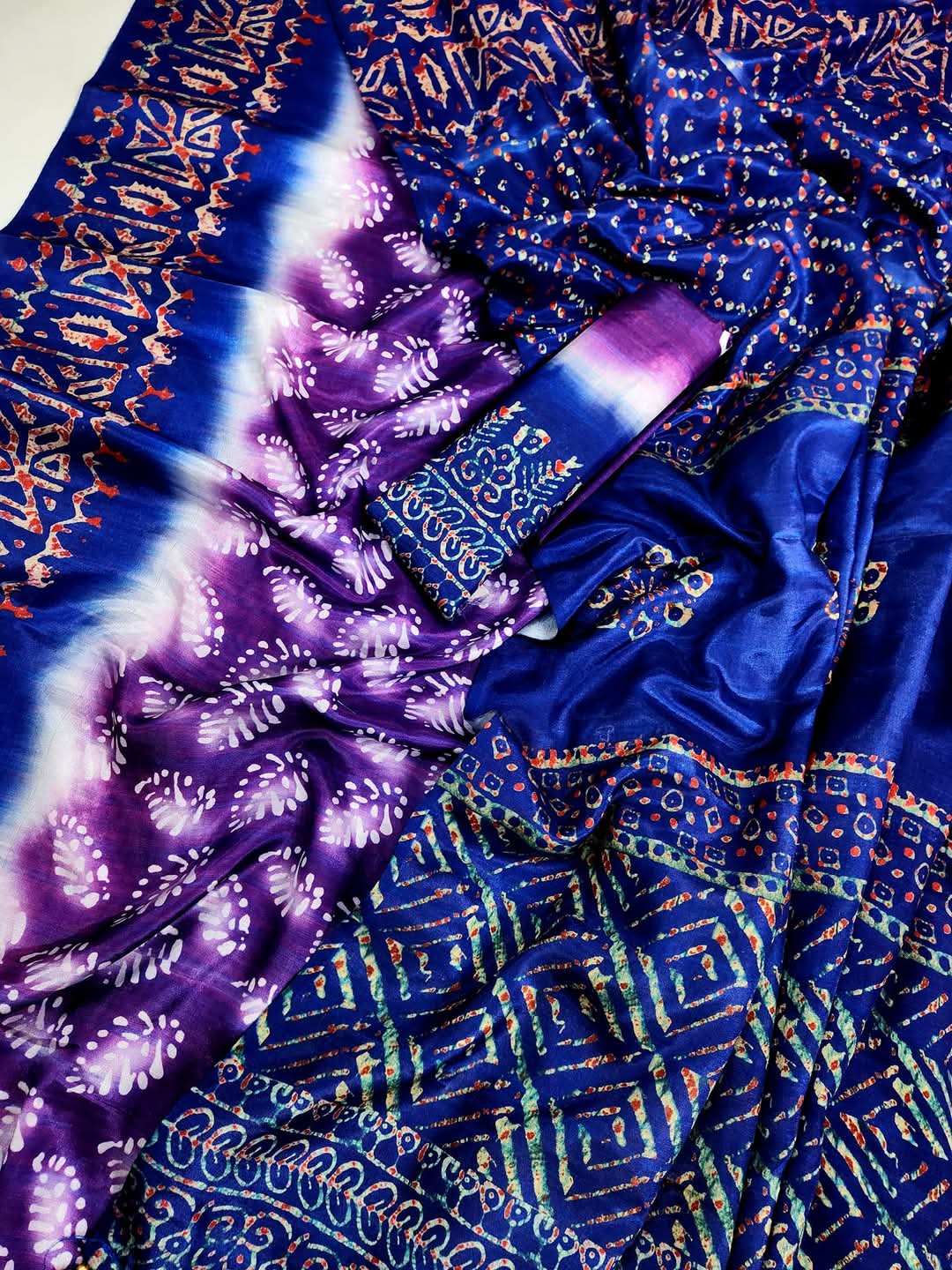 Fashionable and Comfortable Premium Silk Batik Saree for Women With Blouse Piece 5