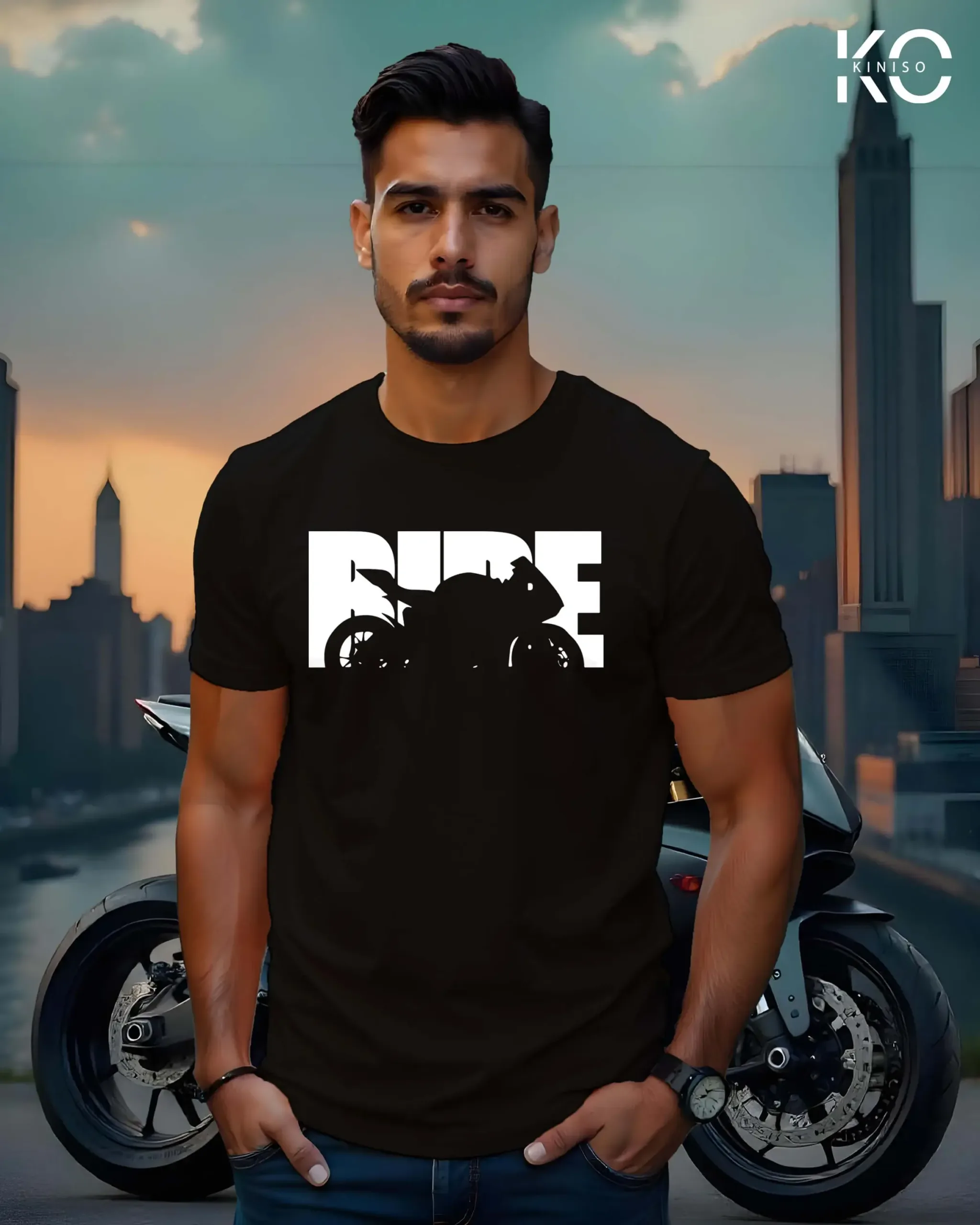 Motorcycle Themed T-Shirts with Bike Ride Design for Men