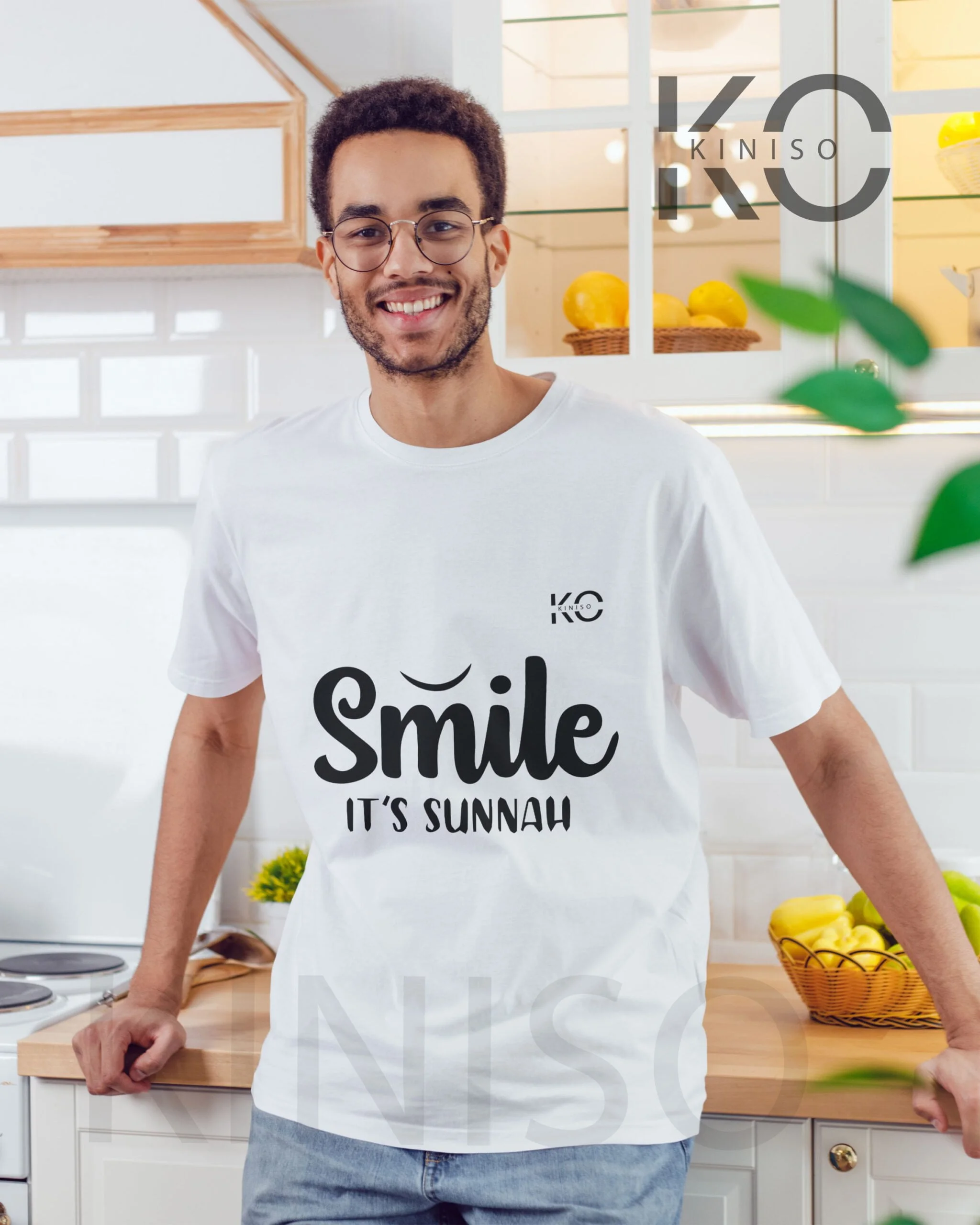 Sunnah Islamic T-shirt Design – Smile It’s Sunnah – Modest Men’s Crew Neck Half Sleeve tshirt in Bangladesh