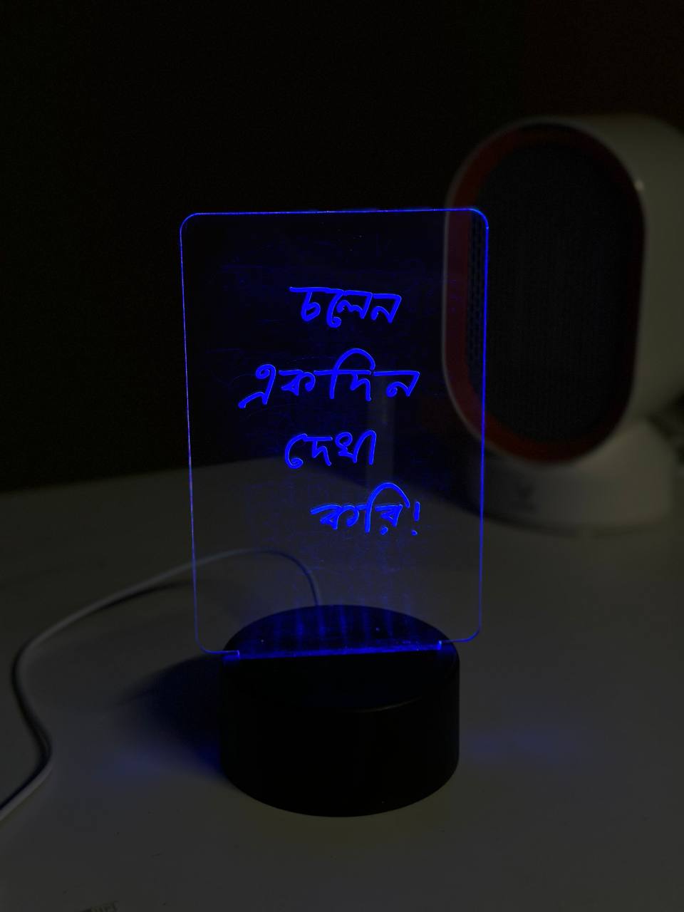 GearUP Acrylic Multicolor Night Lamp with Writable Board and Eraser Pen – Black
