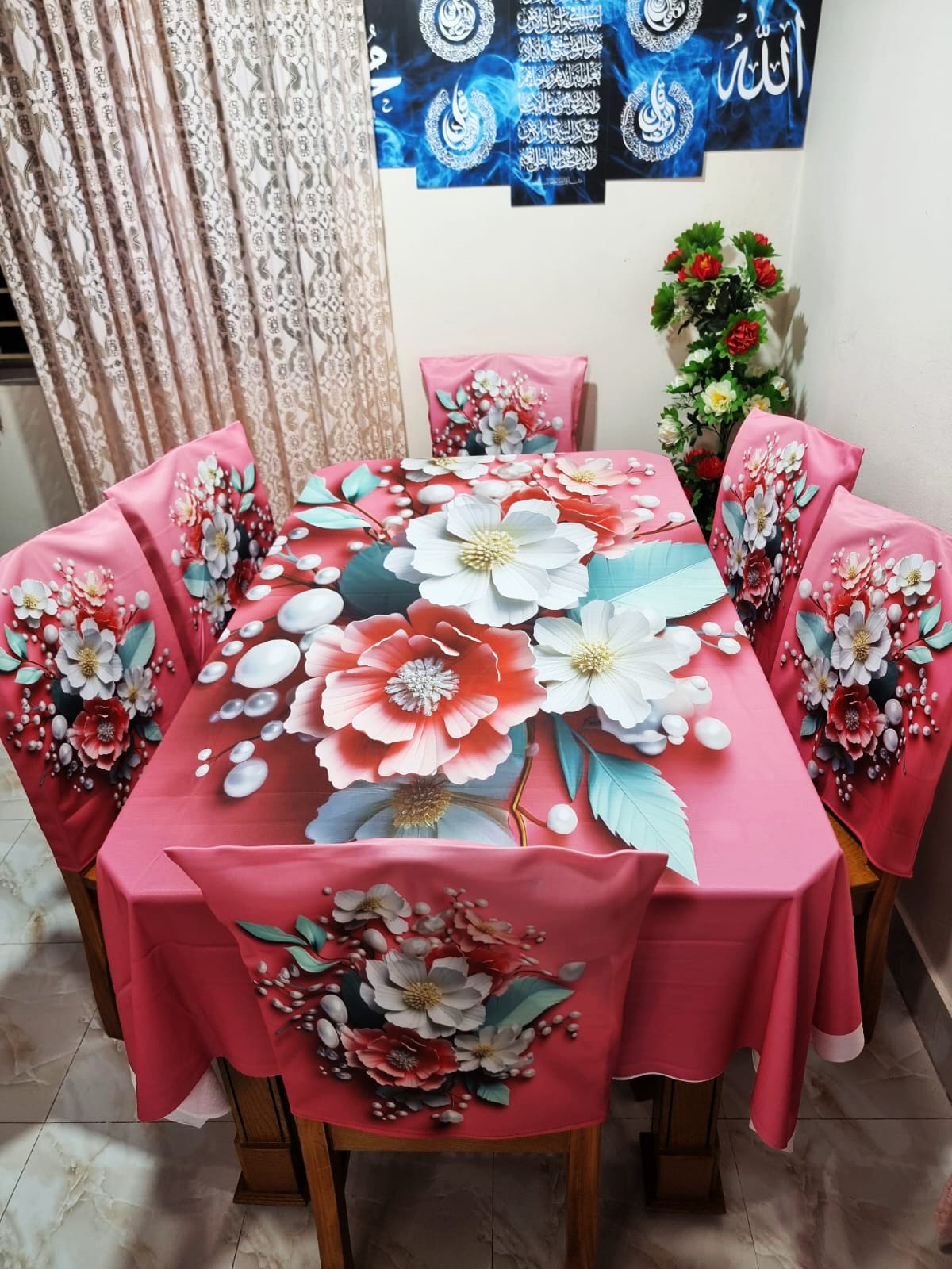 3d print korian velvet 7 pis table cloth for
