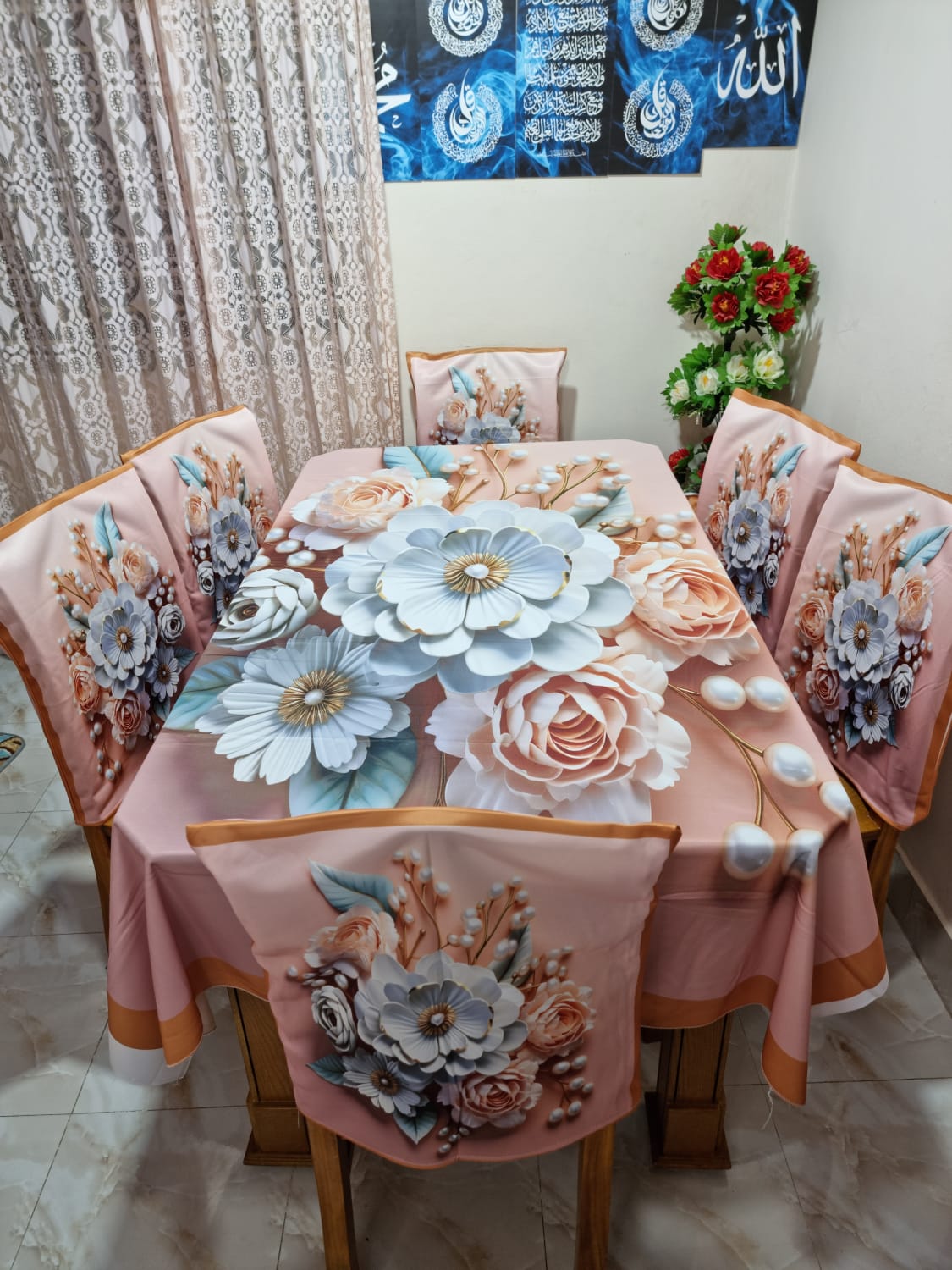 3d print korian velvet 7 pis table cloth for