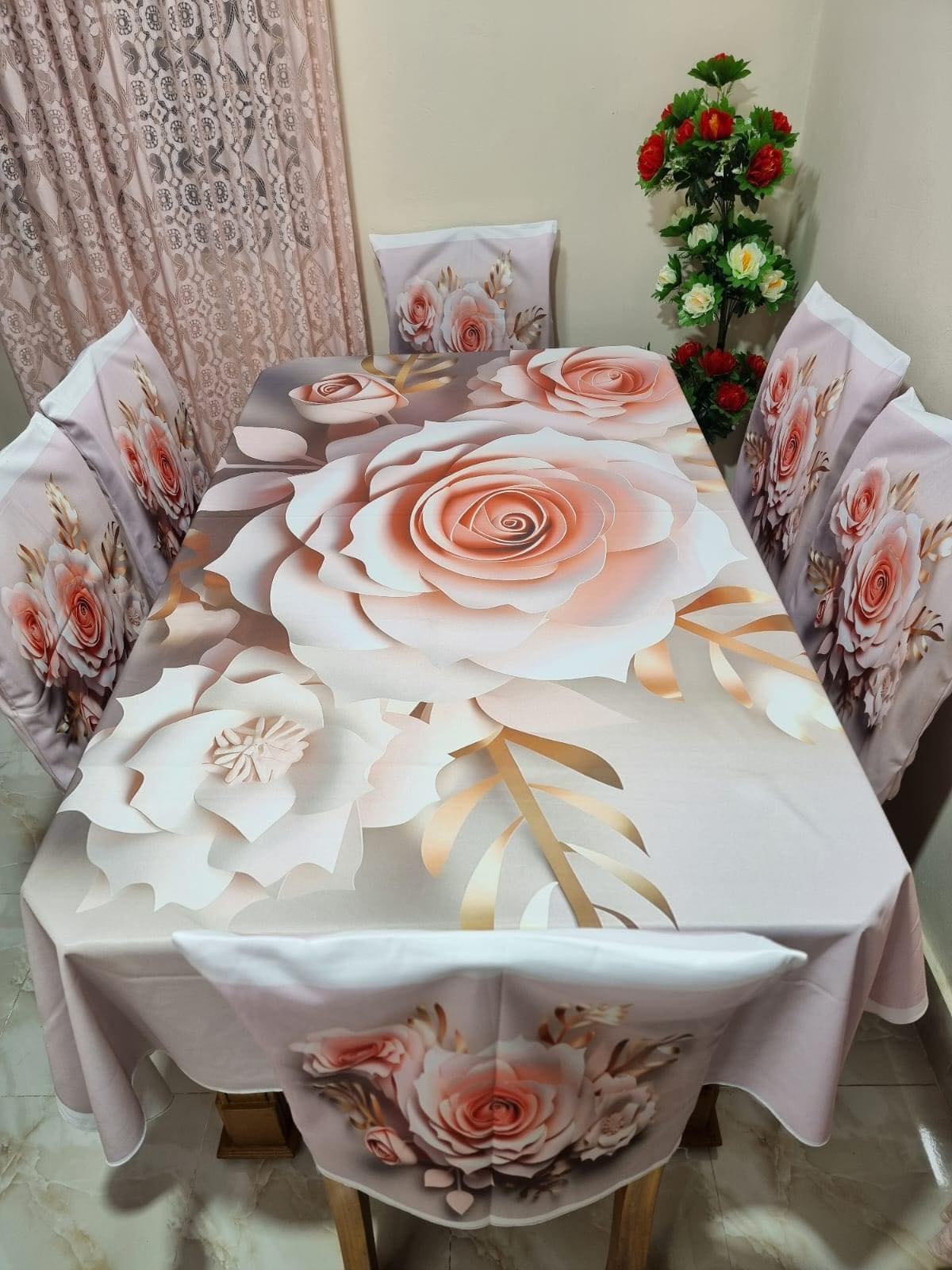 3d print korian velvet 7 pis table cloth for