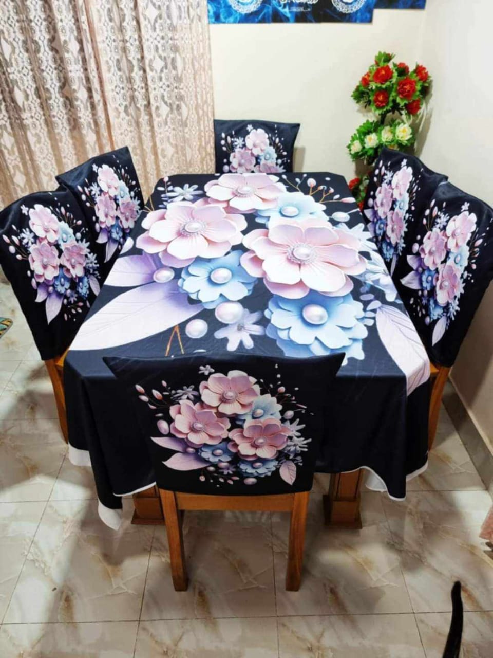 3d print korian velvet 7 pis table cloth for