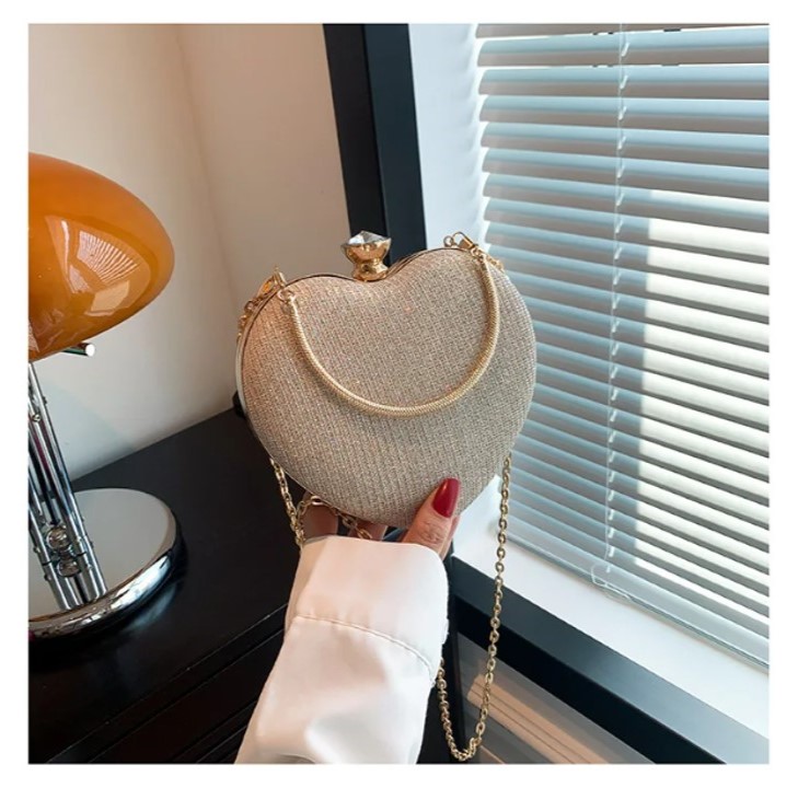 Bags Clutch Fashion Chain Luxury Designer Heart Shape For Women