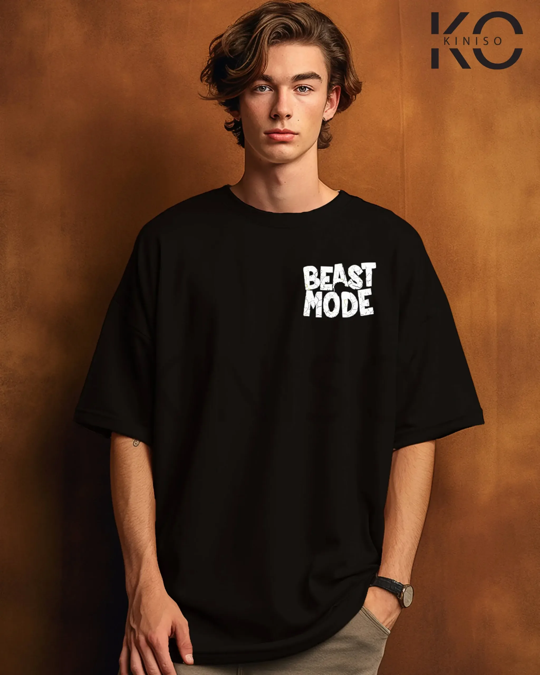 Drop shoulder Stylish mens gym t shirt with Beast Mode Logo printed