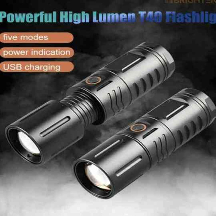 Rechargeable zoom led flashlight usb torch light with Power Bank