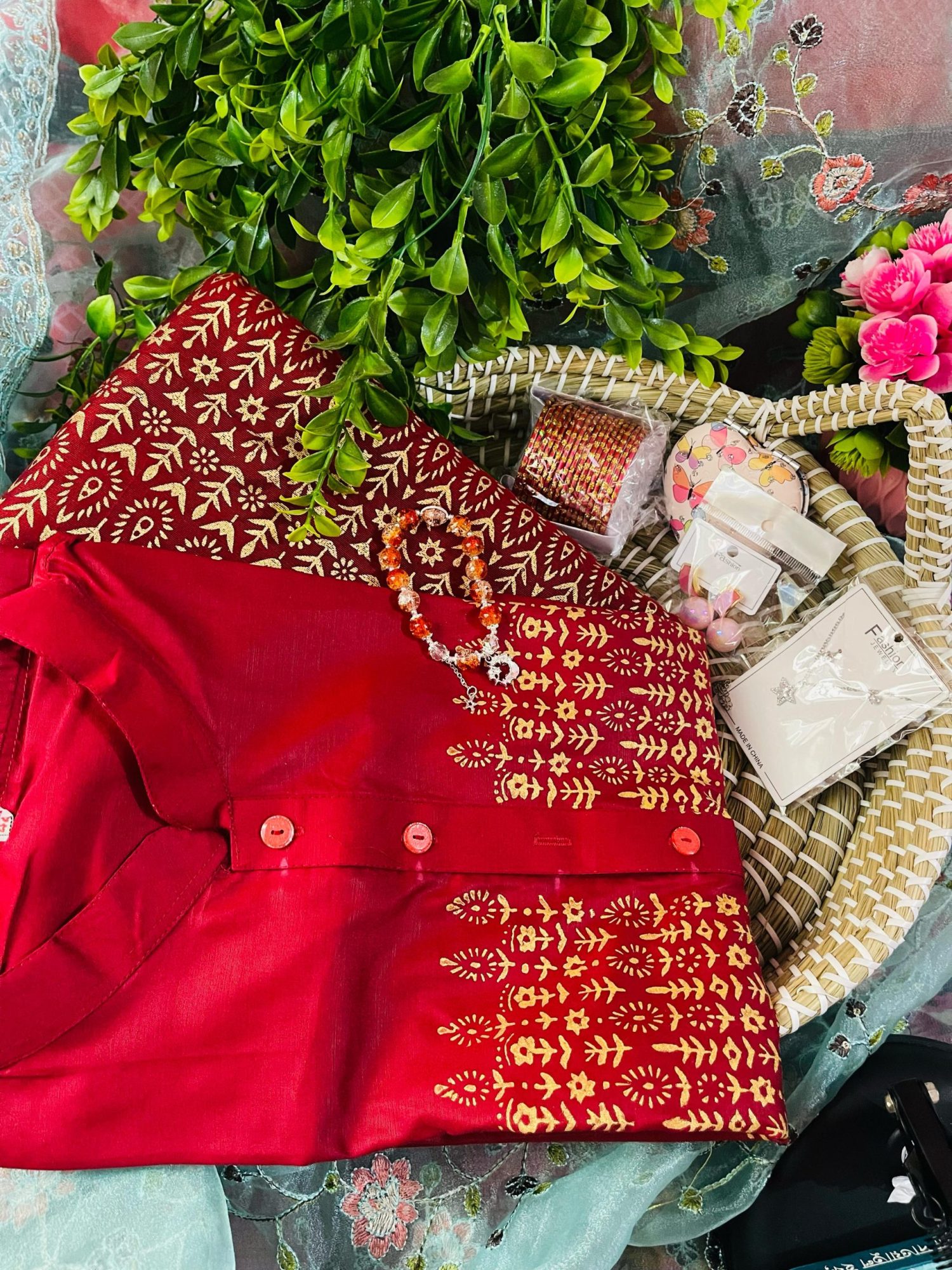 Saree punjabi combo with accessories