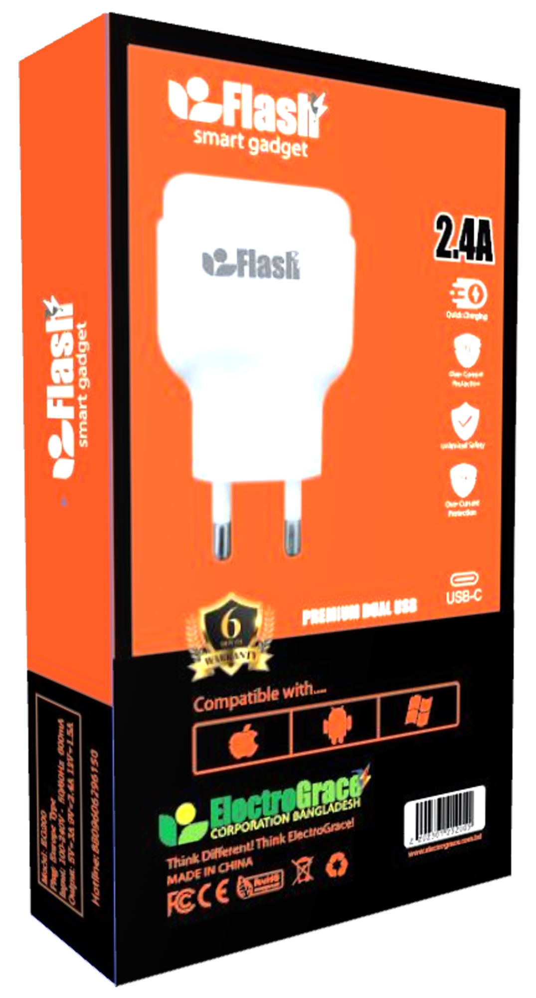 EG200C Sub Zero 14W 2.4A Dual USB Charger (Type-C)