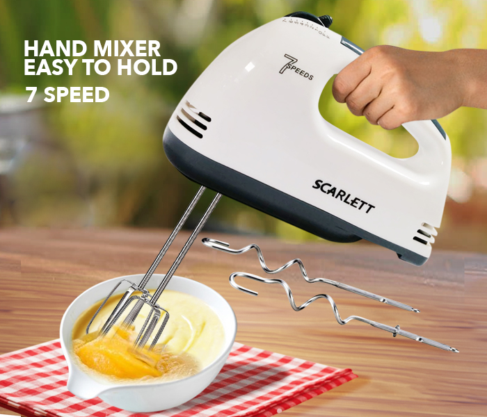 Scarlett Electric Egg Beater & Mixer – Cake & Cream Whisker (White)