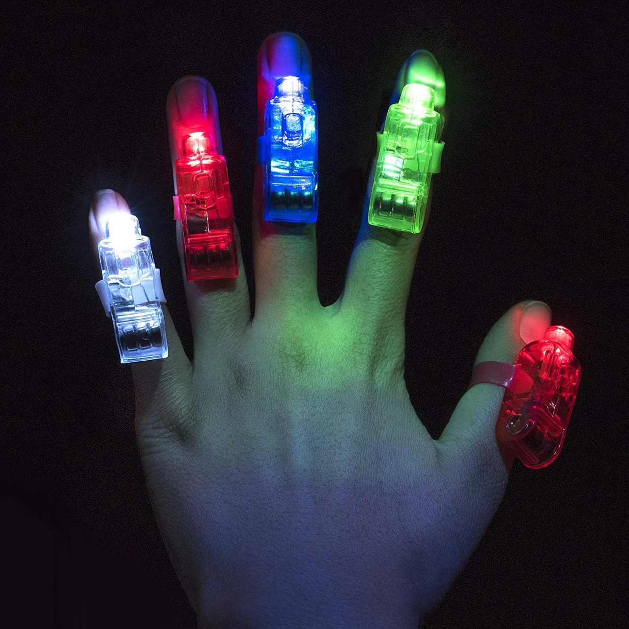 Pack of 05: LED Projection Finger Lights – Bright, Fun & Colorful Party Accessories