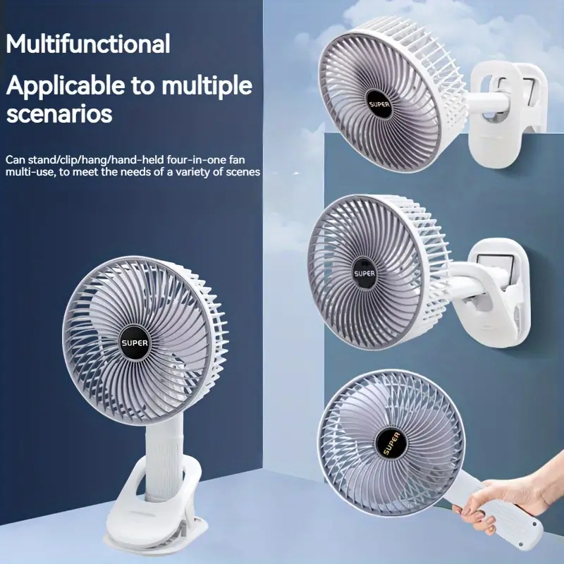 (Out Of Stock) Rechargeable 3-in-1 Clip Fan – Portable, Adjustable, and Multi-Speed Cooling Fan