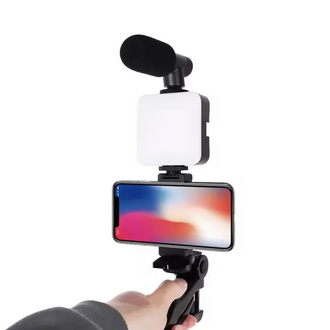 Ay-49 Phone Vlog Tripod Vlogging Kits Live Selfie Fill Light Integration With Remote Control Microphone Light Light – Ring Light