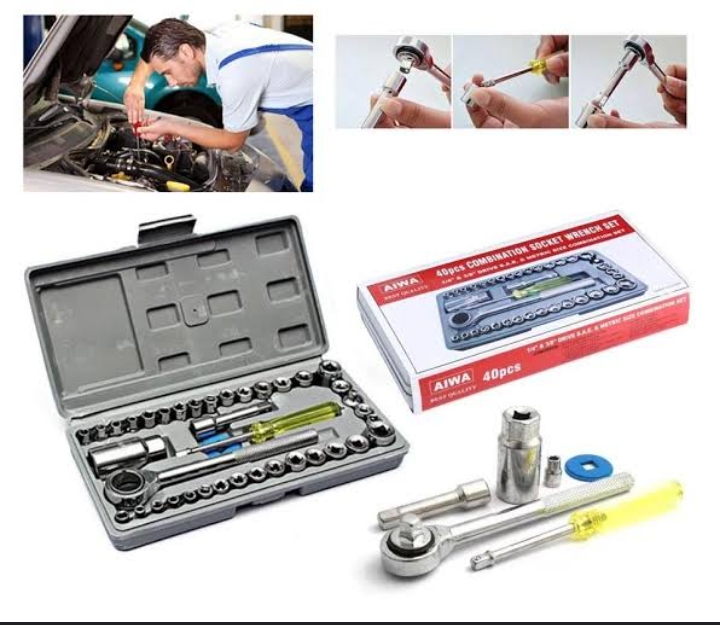 40 Pcs Combination Socket Wrench Set With Box – Silver