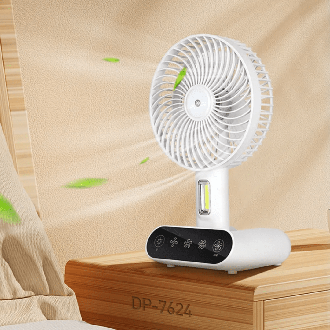 ?? ????_ 7624 Rechargeable Portable USB Table Fan With LED Light