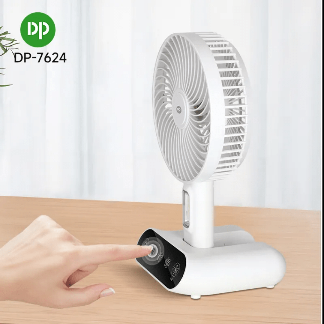 ?? ????_ 7624 Rechargeable Portable USB Table Fan With LED Light