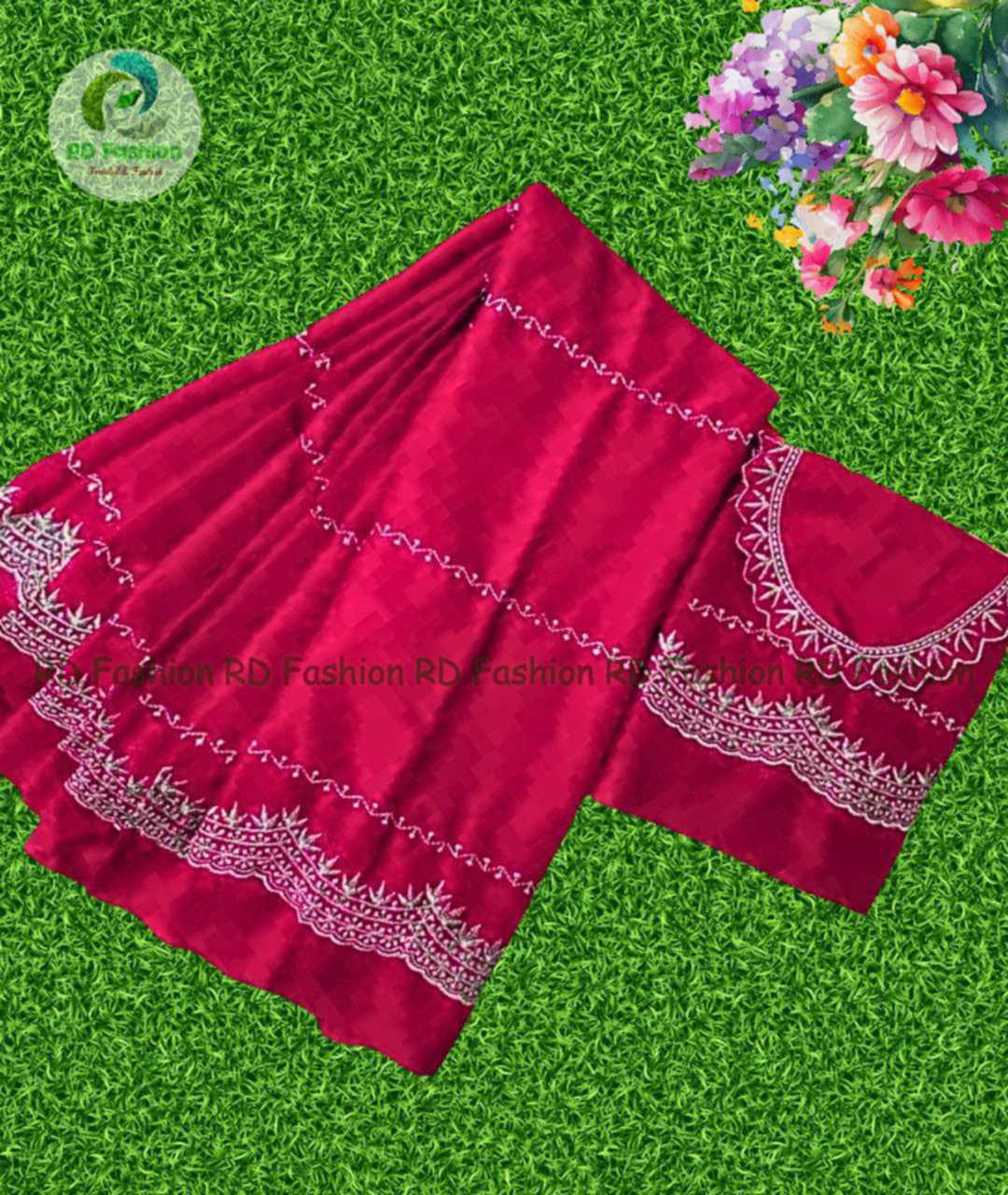 Pure jorjet with embroidery and saree and blouse jorjet ?embroidery 100% same hobe quality high