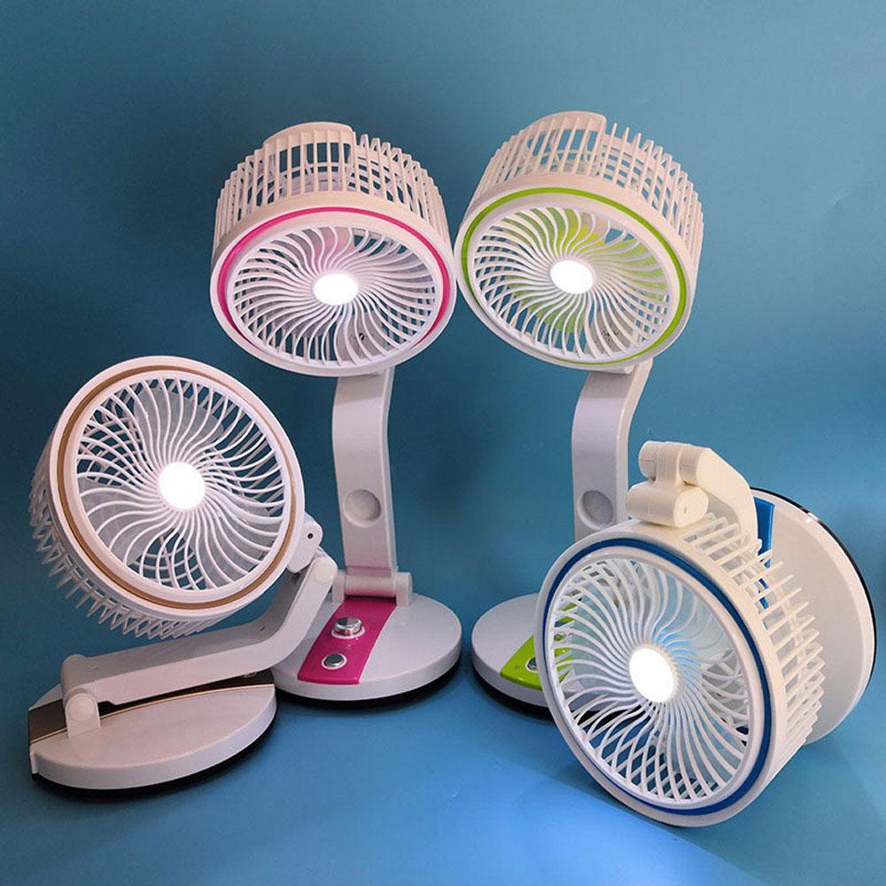 Rechargeable Folding Table Fan with LED Light – Portable & Compact