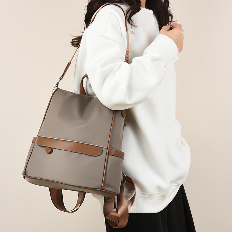 New Design Women Backpack Nylon Waterproof Anti-Theft Travel Bagpack(Coffee) Code : 8312