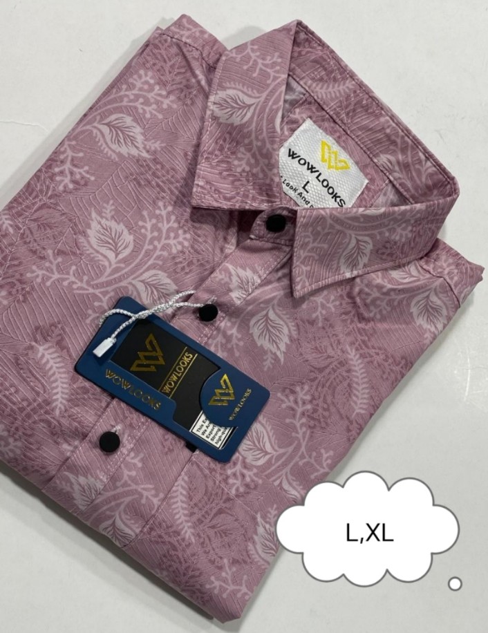 100% Premium Quality Full Sleeve Cotton Print Shirt Deep pink Colour for Men’s