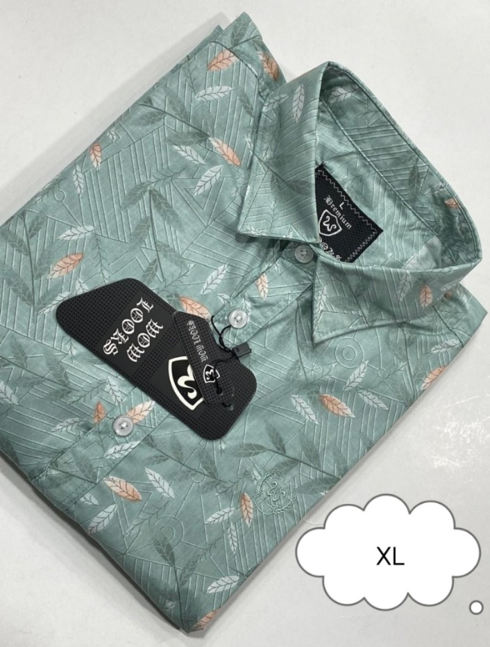 100% Premium Quality Full Sleeve Cotton Print Shirt Deep Green Colour for Men’s