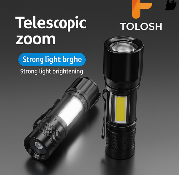 Rechargeable Mini Hot Clip System Flash Light – Zoomable – Stay Prepared With A Compact And Powerful Flashlight