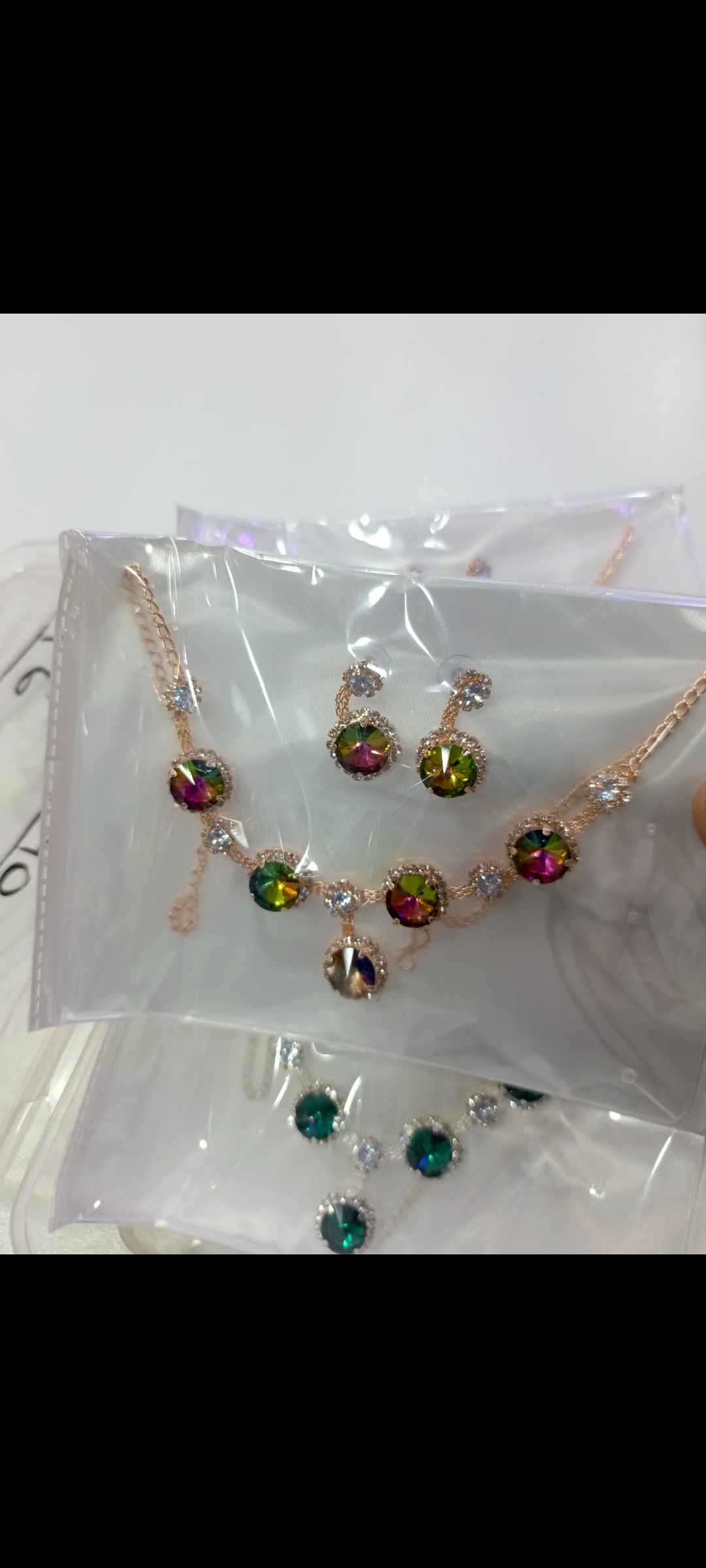 Luxury Crystal Stone Necklace & Earring Set for Women – Elegant Jewelry Collection (Multiple Colors Available)