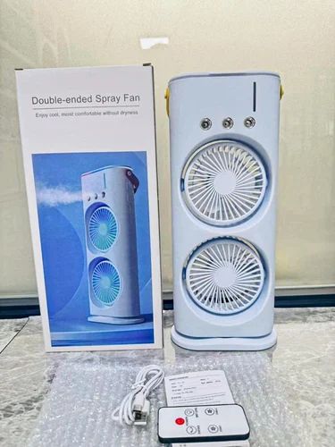 3 in 1 Double Head LED Water Spray Portable Ice Mist Cooling Fan.
