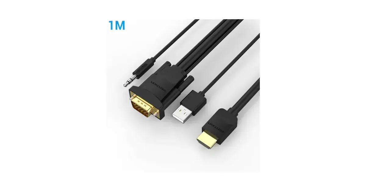 VENTION ABIBF HDMI to VGA Cable with Audio Output & USB Power Supply - 1M