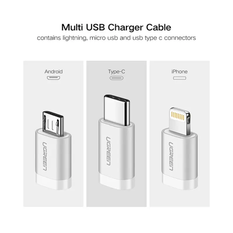 Ugreen US186 (50203) 3-in-1 USB 2.0-A Multifunction Cable - 1.5M