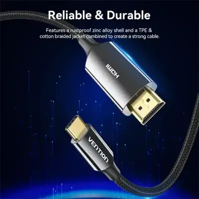 Vention CRCBAC 8K USB-C To HDMI Cotton Braided Cable - 1.8M