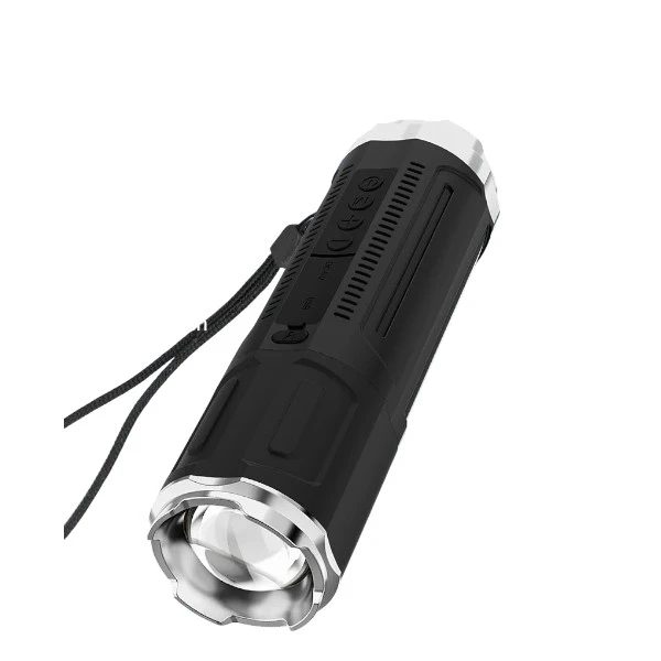 Portable Bluetooth Speaker With Zoomable Flashlight - 4 Dimming Modes FM Radio Long Lasting Life