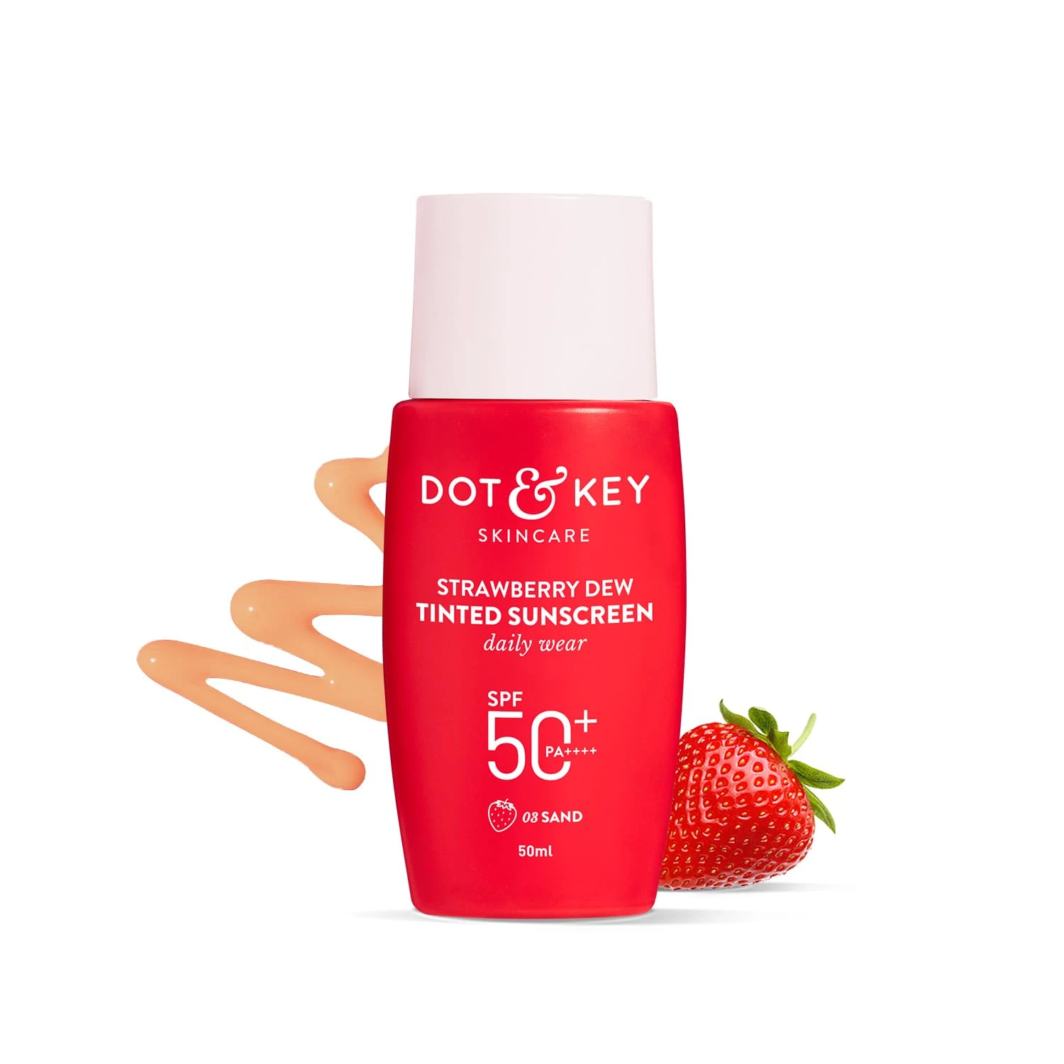 Dot & Key Strawberry Dew Tinted Sunscreen 50ml SPF50+ Sand | Made in India