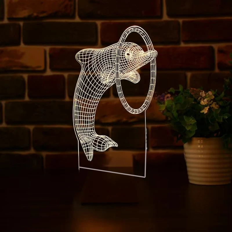 GearUP Acrylic Multicolor Night Lamp (Only Acrylic) Dolphin – 20 pcs
