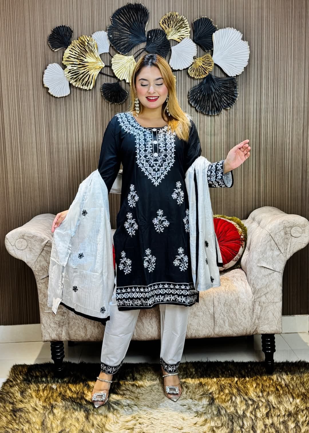 Embroidery Cotton Three Piece